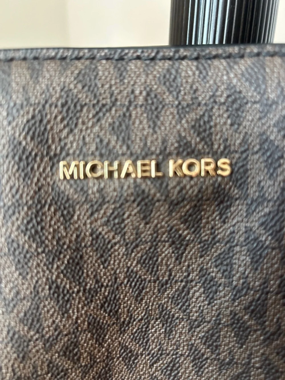 Michael Kors Brown Signature & Black Leather Tote NWT